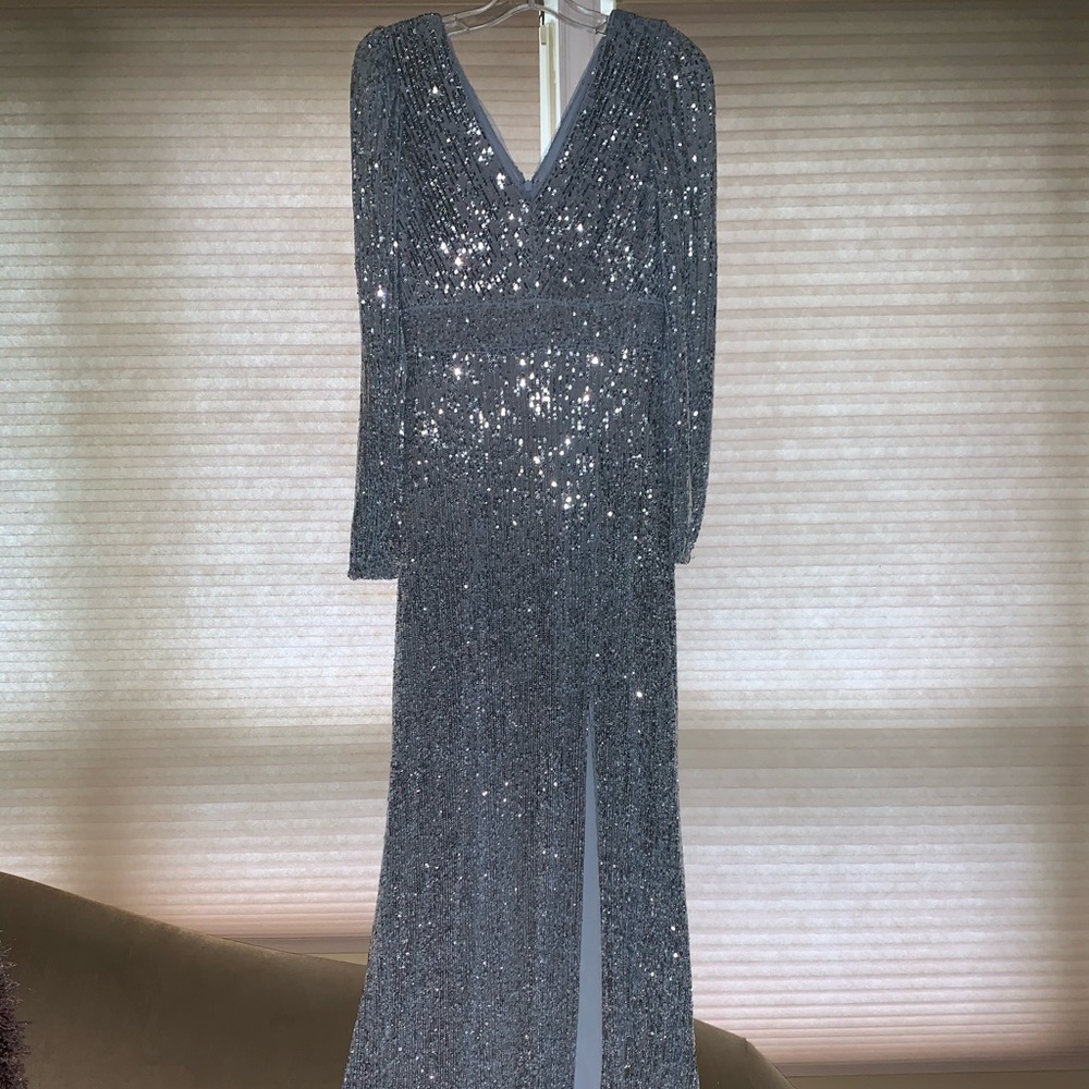 Xscape light blue long sleeve dress